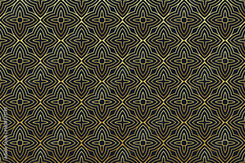 Ethnic dark background, tribal design cover, banner, wallpaper. Geometric golden stylish pattern. Classic ornaments, arabesques, mandala of the East, Asia, India, Mexico, Aztec, Peru.