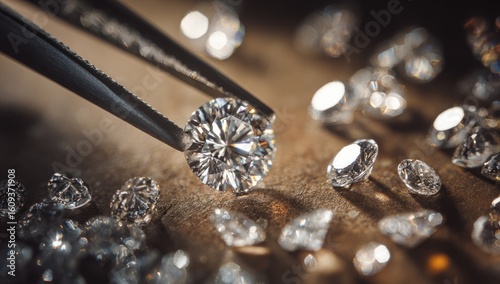 Wallpaper Mural Sparkling diamonds held by tweezers (1) Torontodigital.ca