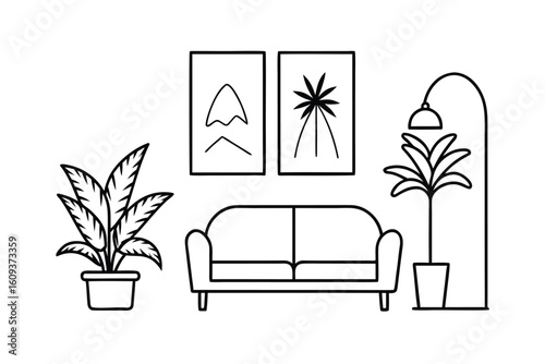 Plant Filled Living Room With Botanical Pots