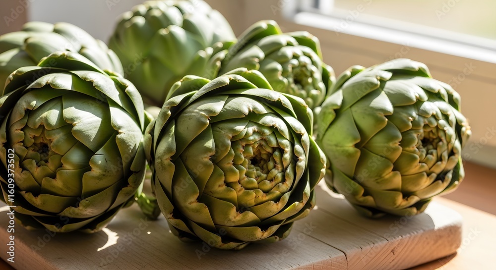 Obraz premium artichokes on a wooden background