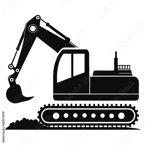Excavator Silhouette - Heavy Construction Equipment Vector