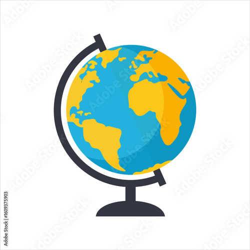 Cute earth globe vector icon illustration on white background flat style