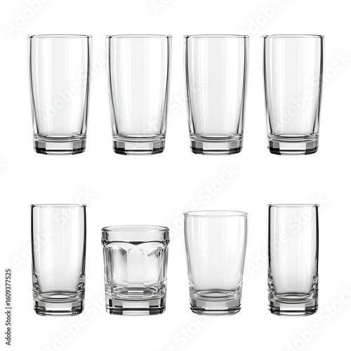 Collection of empty glasses different shapes and sizes