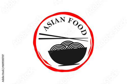 Bowl of noodles and chopsticks logo design, perfect for an Asian restaurant or food business. Vector illustration.