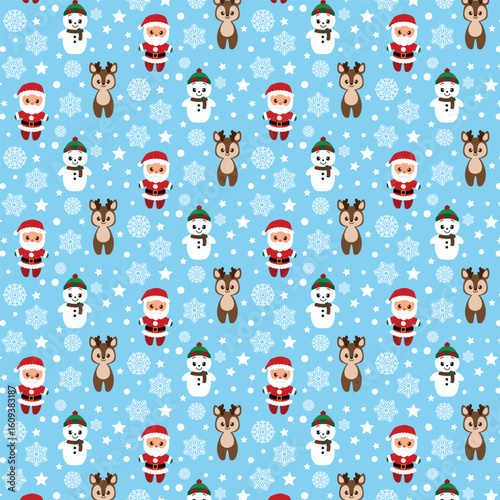 Christmas seamless pattern with cute cartoon vector eps10