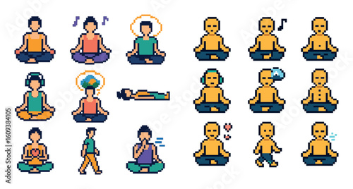 Colorful Yoga Meditations Grid