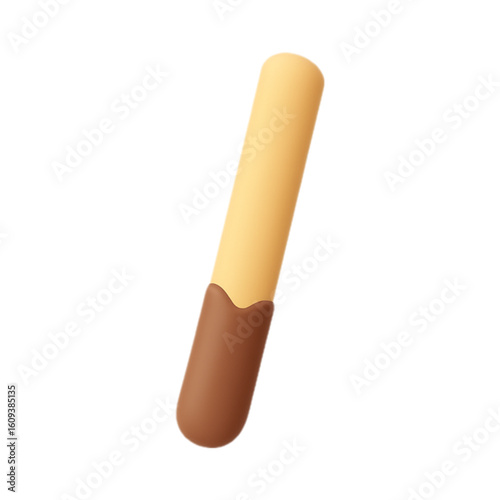 Chocolate dipped biscuit stick isolated on transparent background