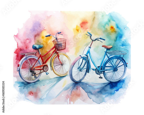 watercolor An Electric Bicycle vector illustration isolated on white background