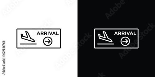 Airport arrival signs Simple Set. Vector icons for graphic design template.