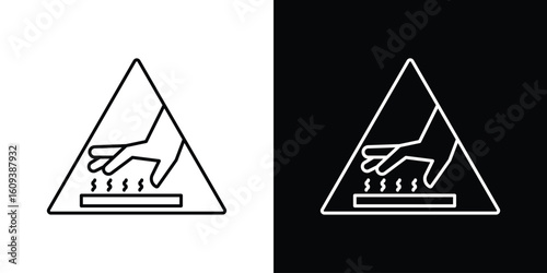 Caution hot surface signs Simple Set. Vector icons for graphic design template.