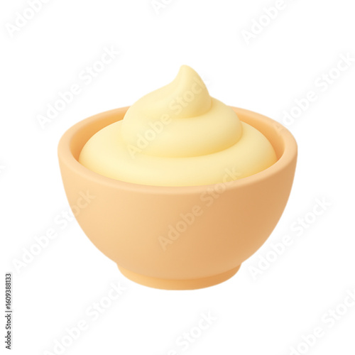 Creamy mayonnaise in a bowl isolated on transparent background