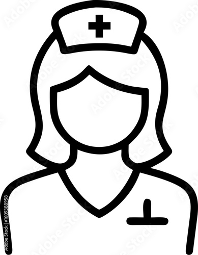 oncology nurse vector icon on white or transparent background. Graphic design Stroke icon collections. Editable Stroke icon collection Outline icon.