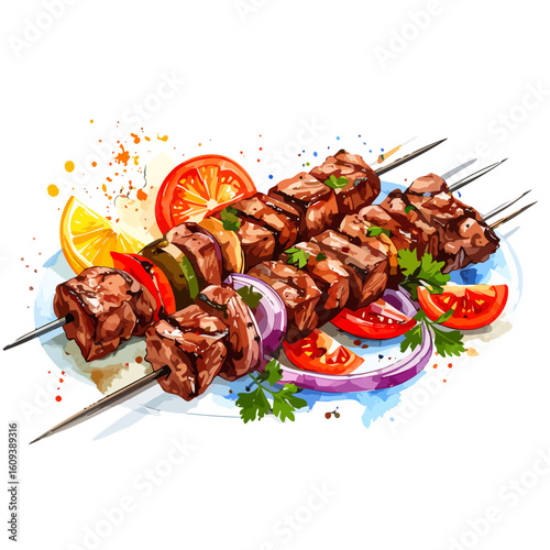 Colorful Grilled Skewers with Assorted Vegetables and Herbs