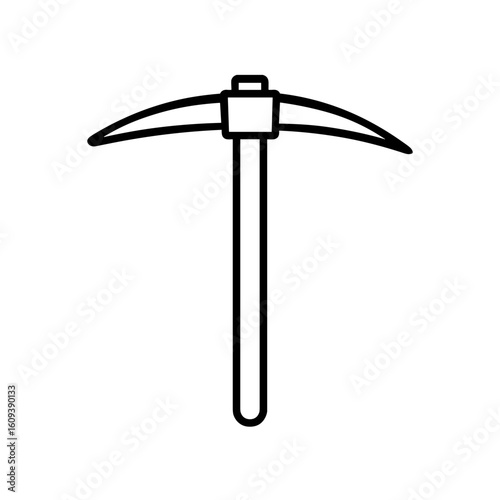 Pickaxe icon in outline style representing mining and excavation tool