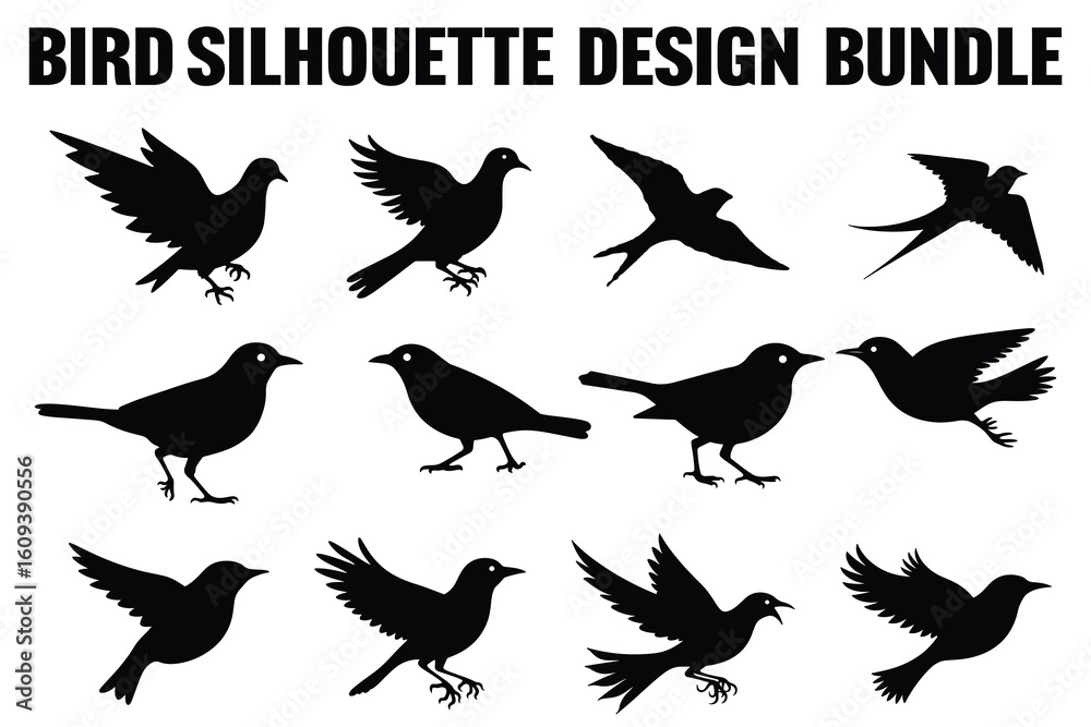 Obraz premium Stylish Bird Outline Graphics for Modern Decor and Art
