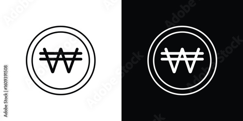 Korean won icon Simple Set. Vector icons for graphic design template.