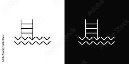 Ladder in swimming pool icon Simple Set. Vector icons for graphic design template.