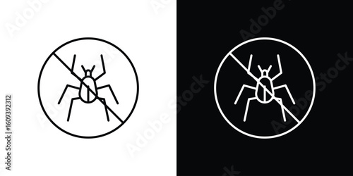 Mite in the prohibition signs Simple Set. Vector icons for graphic design template.