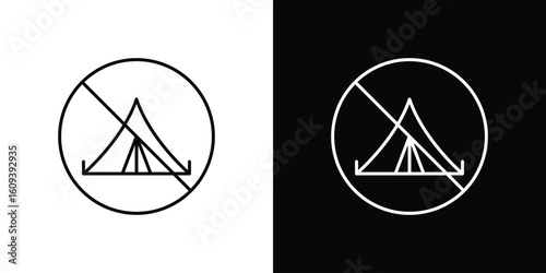 No camping signs Simple Set. Vector icons for graphic design template.