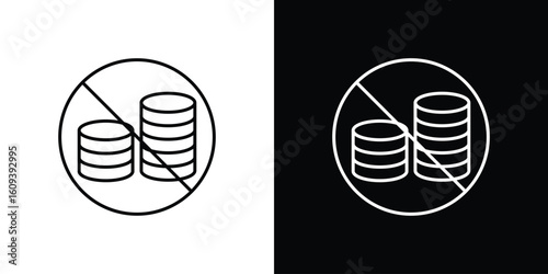 No cash signs Simple Set. Vector icons for graphic design template.