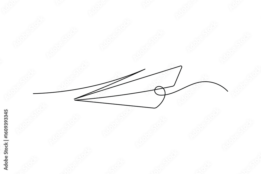 Fototapeta premium Continuous line drawing of a paper airplane icon