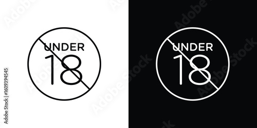 No under eighteen signs Simple Set. Vector icons for graphic design template.
