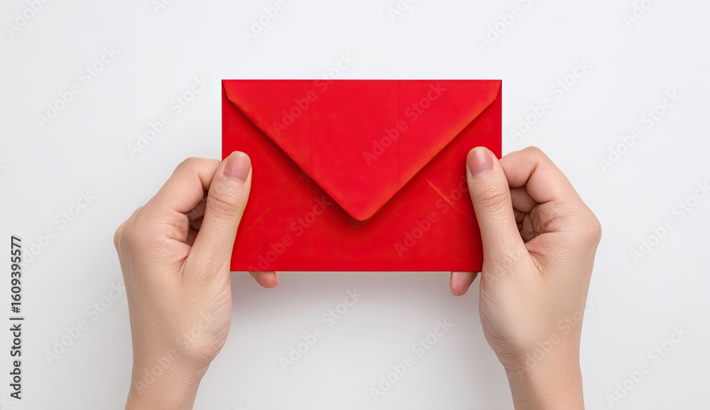 Fototapeta premium Red envelope held by hands (5)