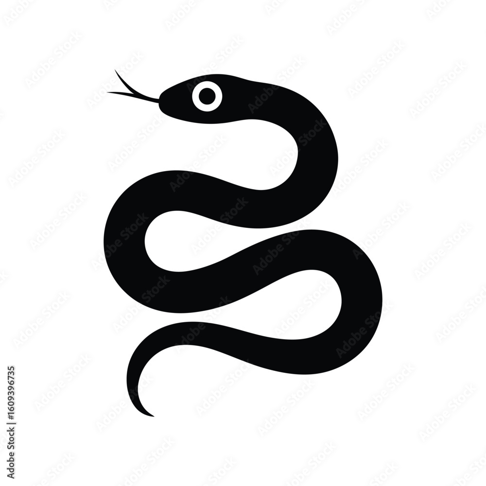 Obraz premium Vector art of a black snake isolated on white background