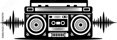 Retro music cassette, radio, music, audio, cassette, tape, recorder, retro, sound, old, boombox, stereo, isolated, player, vintage, digital, speaker, white, technology, button, vector, equipment, car,
