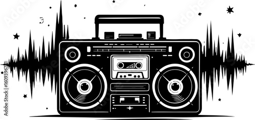 Retro music cassette, radio, music, audio, cassette, tape, recorder, retro, sound, old, boombox, stereo, isolated, player, vintage, digital, speaker, white, technology, button, vector, equipment, car,
