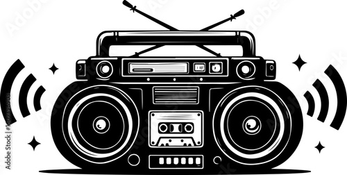 Retro music cassette, radio, music, audio, cassette, tape, recorder, retro, sound, old, boombox, stereo, isolated, player, vintage, digital, speaker, white, technology, button, vector, equipment, car,