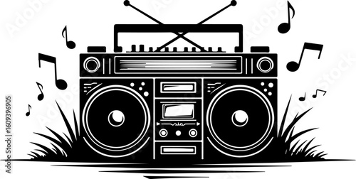 Retro music cassette, radio, music, audio, cassette, tape, recorder, retro, sound, old, boombox, stereo, isolated, player, vintage, digital, speaker, white, technology, button, vector, equipment, car,