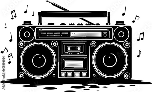 Retro music cassette, radio, music, audio, cassette, tape, recorder, retro, sound, old, boombox, stereo, isolated, player, vintage, digital, speaker, white, technology, button, vector, equipment, car,