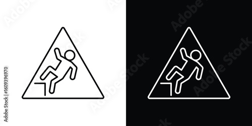 Slip Warning signs Simple Set. Vector icons for graphic design template.