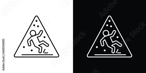 Slippery ice signs Simple Set. Vector icons for graphic design template.