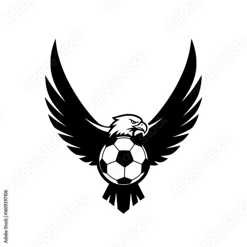 Eagle Silhouette Holding Soccer Ball