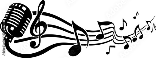 music, microphone, singing, melody,  vector