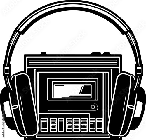 Retro Cassette Vibes with Headphones"