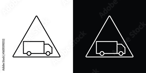 Truck warning signs Simple Set. Vector icons for graphic design template.