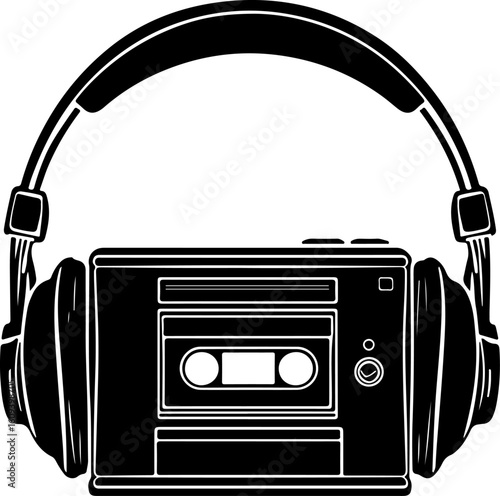 Retro Cassette Vibes with Headphones"