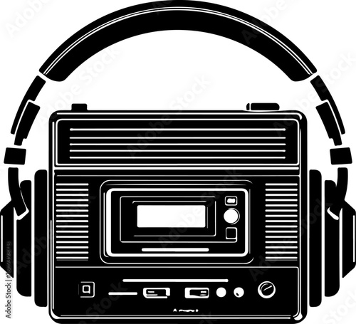 Retro Cassette Vibes with Headphones"