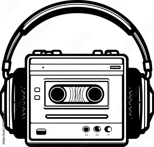Retro Cassette Vibes with Headphones"