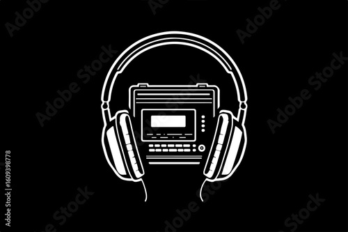 Retro Cassette Vibes with Headphones"