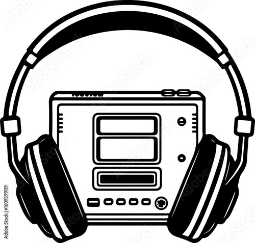 Retro Cassette Vibes with Headphones"