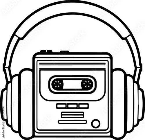 Retro Cassette Vibes with Headphones"