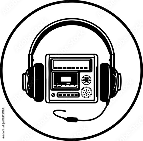 Retro Cassette Vibes with Headphones"