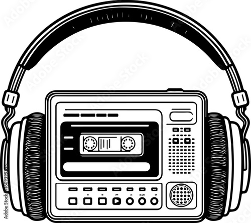 Retro Cassette Vibes with Headphones"