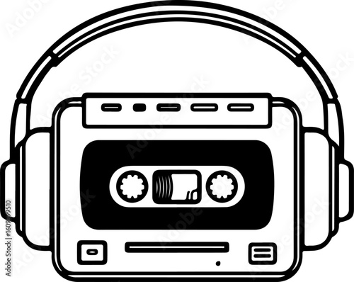 Retro Cassette Vibes with Headphones"