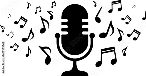 music, microphone, singing, melody,  vector