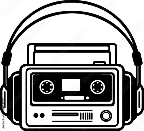 Retro Cassette Vibes with Headphones"